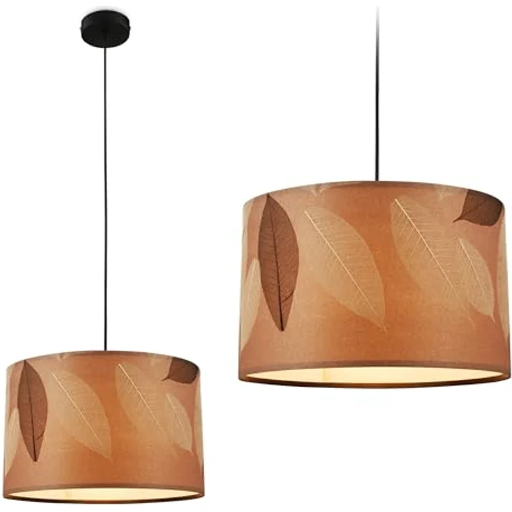 Briloner Pendelleuchte Swing Nature, 1-flammig mit E27 Fassung, Kaffee, Blätterdekor, Ø 35 cm – Bild 1