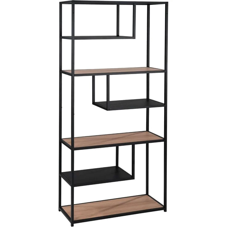 Regal Delia / 300.001753, Holzwerkstoff, Stahl, Schwarz, Holzfarben, 80 x 180 x 34 cm – Bild 7