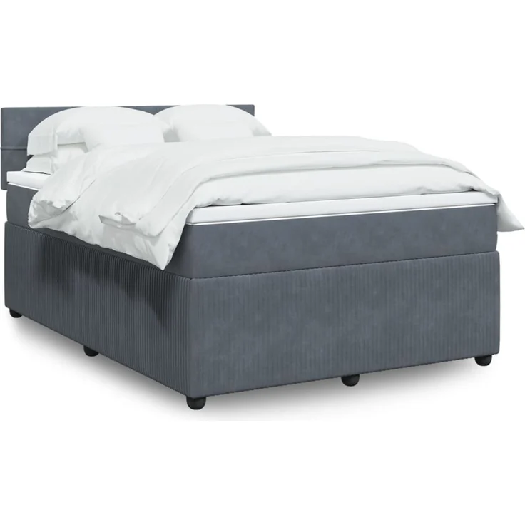 vidaXL Boxspringbett mit Matratze Dunkelgrau 160x200 cm Samt 3287783 – Bild 1