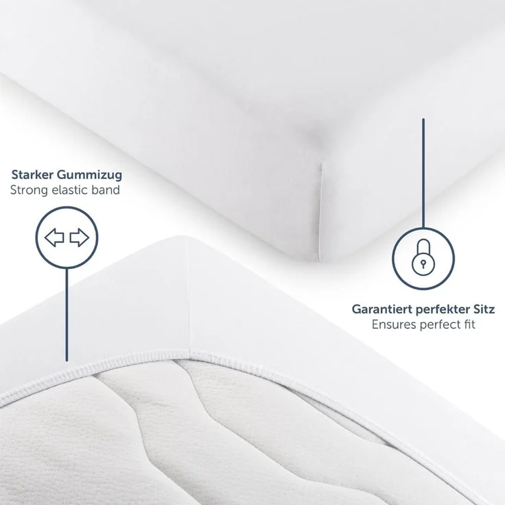 Blumtal® Spannbettlaken 200x200 cm Basics Jersey - Bettbezug 200x200 cm aus 100% Baumwolle - Oeko-TEX zertifiziertes Spannbetttuch 200x200 cm - Matratzenbezug 200x200 cm - Bettbezug - Leintuch - Weiß – Bild 4