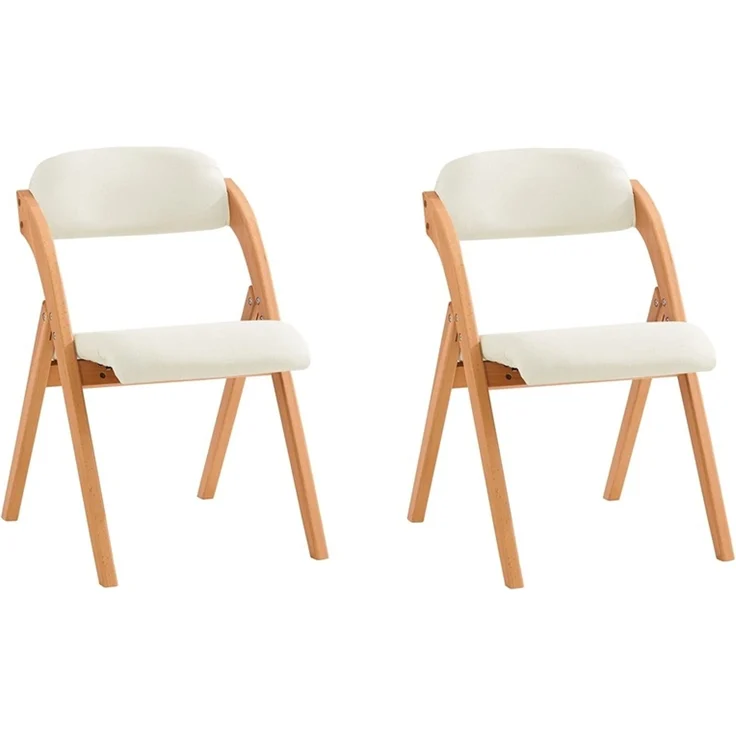 SoBuy FST92-WX2 2 Klappstühle, Massivholz, Lackiert, Weiß, 47 x 77 x 52 cm – Bild 1