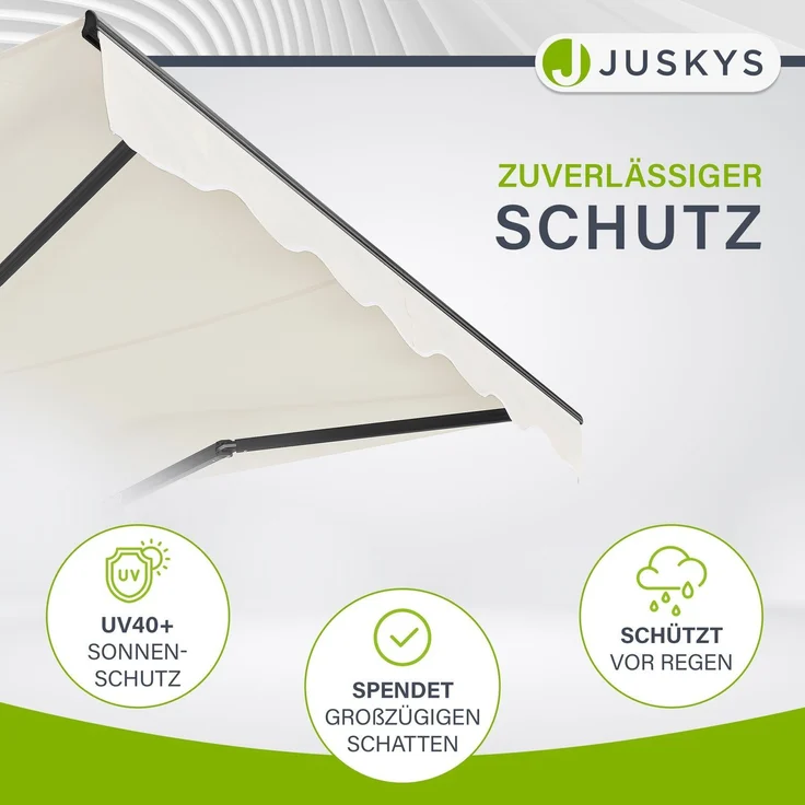 Juskys Markise - Gelenkarmmarkise mit Kurbel & Halterung, Beige, 250x200 cm – Bild 3