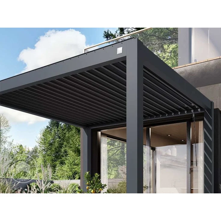 PRIMEYARD Pergola 3x4 m Aluminium Pfosten mit Lamellendach aus Aluminium anthrazitfarbeneTerrassenüberdachung – Bild 5