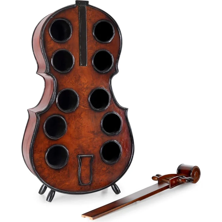 Stagecaptain Flaschenregal WR-10 Stradivino Weinregal für 10 Flaschen, Weinständer Holz stehend in Vintage-Optik "Cello" Design – Bild 9