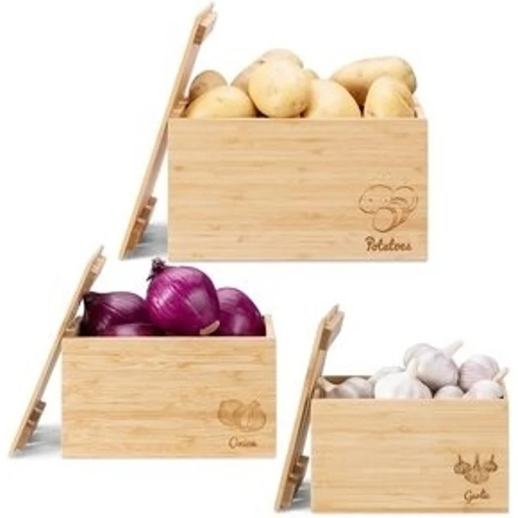 Navaris Aufbewahrungsbox 3x Behälter für Lebensmittel - stapelbare Bambus Kisten - Box Set (1 St) – Bild 6