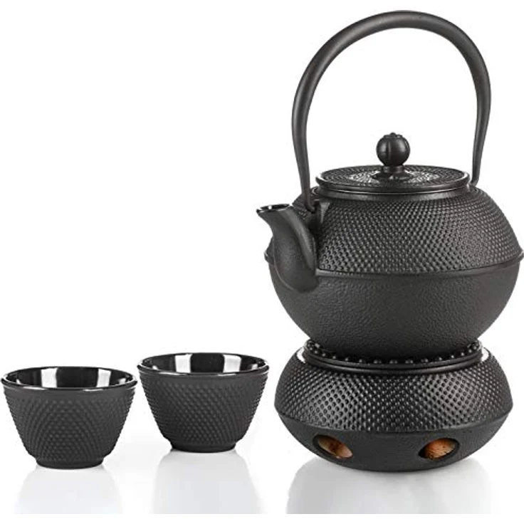 Dimono Teekanne Gusseisen Teebecher Teetassen, (Traditionelles Tee-Set), Emaille – Bild 4