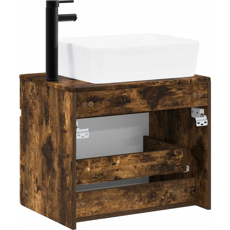 vidaXL Waschbeckenschrank Geräucherte Eiche 59 x 44,5 x 80 cm 3404305 – Bild 7