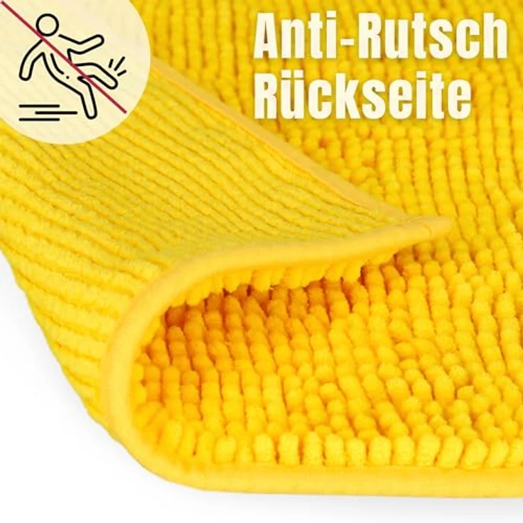 WohnDirect Badematte 45x45 cm MIT WC Ausschnitt | Gelb - rutschfest & Waschbar - Badezimmerteppich zum Set kombinierbar, Badvorleger, WC Garnitur, Badteppich – Bild 6