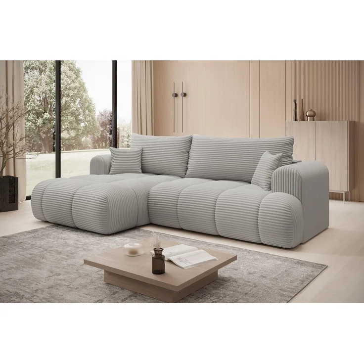 thematys Ecksofa TREVIO 260 x 165 cm, mit Schlaffunktion, mit Bettkasten, Hellgrau (Tilia 86), Ausrichtung links – Bild 2