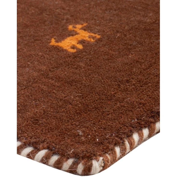Gabbeh Teppich - Loribaft Softy - 90x60 cm - dunkelbraun – Bild 4