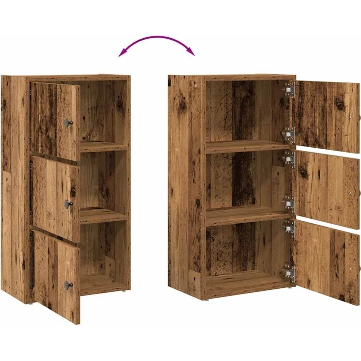 vidaXL Bücherregal Altholz-Optik 40x24x77 cm Holzwerkstoff 860371 – Bild 7
