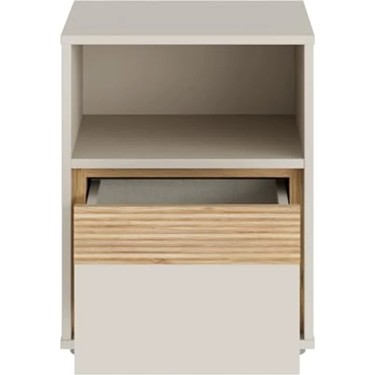 Forte WEXLIN Nachttisch 40 45, Moderne Nachtkommode mit Schublade und Regalfach, Kinder- und Jugendzimmer, Kaschmir|Beige|Mauvella Eiche Holzdekor, 41,3 cm breit x 52,1 cm hoch x 42 cm tief – Bild 5