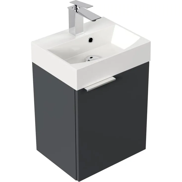 Gäste WC Badmöbel Kubus Slimline 40cm SoftClose grafit : Grafit