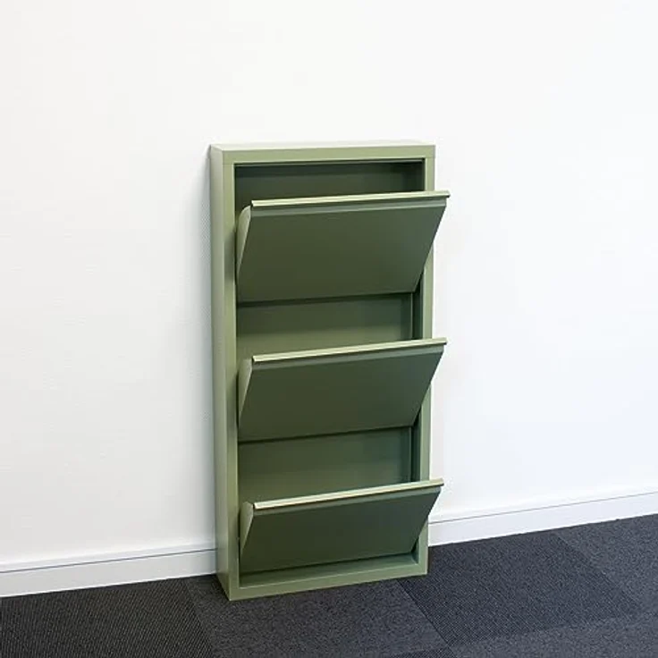 ebuy24 Pisa Schuhkipper, Grün, Metall, 150x106x16 cm, mit 9 Klappen für optimale Schuhaufbewahrung, fertig montiert – Bild 3