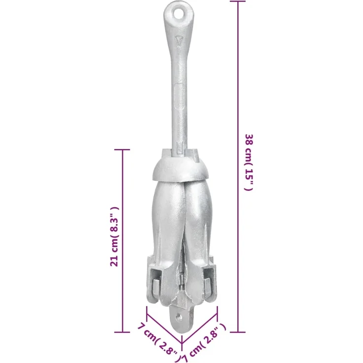 vidaXL Klappanker mit Seil Silbern 2,5 kg Temperguss 94285 – Bild 10
