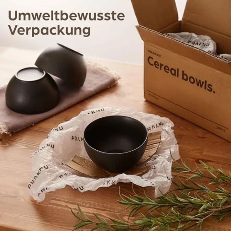 Praknu Müslischale Müslischalen 6er Set - Keramik Schwarz Matt - Große Müsli Schüssel, Keramik, (6er Set, 6-tlg), Mikrowellengeeignet - Müsli Snackschale Schüsseln – Bild 7