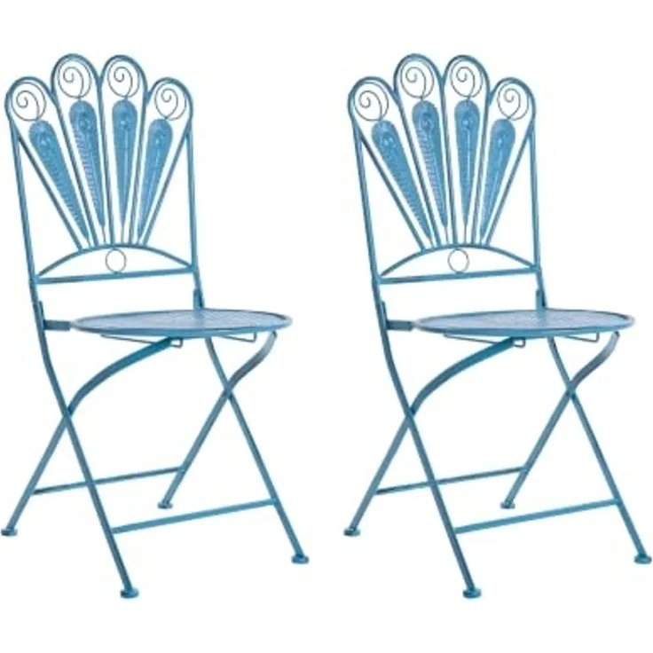 Gartenstuhl 2er Set PAVIA klappbar Metall Blau – Bild 1