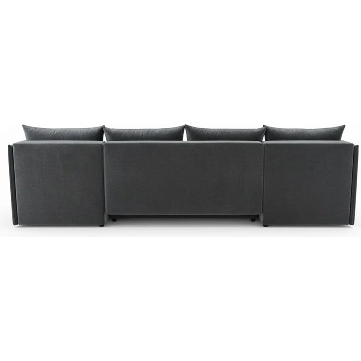 Wohnero24 NESSA U Ecksofa 292x152 cm mit Schlaffunktion 280x140 & Bettkasten – XXL Wohnlandschaft Dunkelgrau – Bild 4