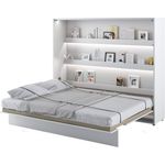 Schrankbett Bed Concept, Wandklappbett mit Lattenrost, V-Bett, Wandbett Bettschrank Schrank mit integriertem Klappbett Funktionsbett (BC-14, 160 x 200 cm, Weiß/Weiß, Horizontal)