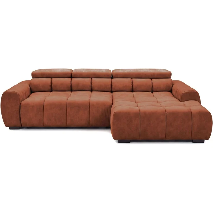 Ecksofa Schlafsofa VELUNIO RELAX in Stoff Salvador Rostbraun Ottomane Rechts – Bild 5