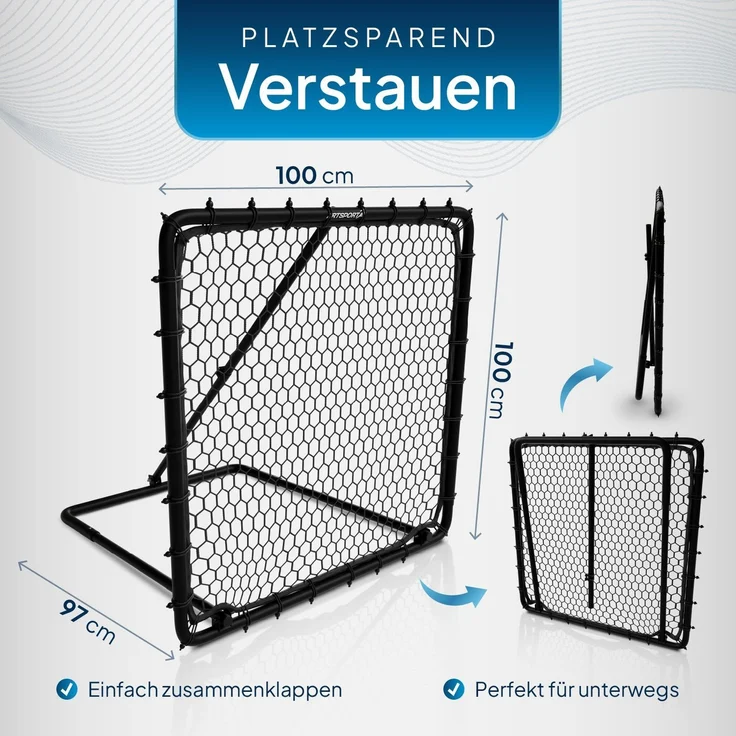 ArtSport 'Power Pass' Fußball Rebounder, verstellbar, Stahl schwarz, 100x100 cm – Bild 4
