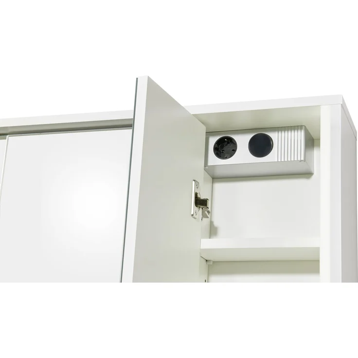 Badezimmerspiegelschrank >Five< LED, Steckdose, in weiß - 86x68x18cm (BxHxT) – Bild 9