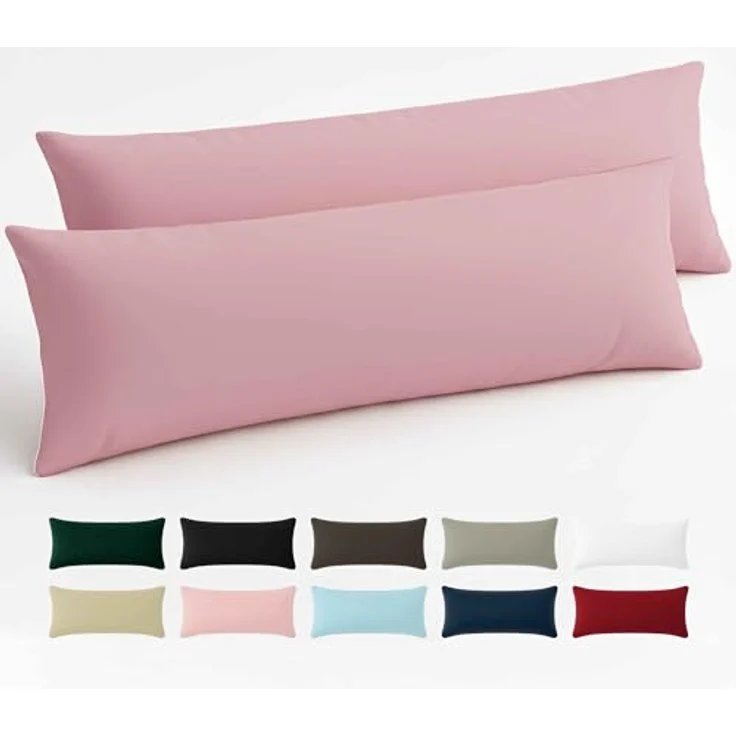 Dreamzie Kissenbezug 40x145 Baumwolle Renforcé (2er-Set) - Rosa - Dicht gewebt mit 57 Fäden/cm² - Kissenbezug 40x145 cm - Oeko Tex Zertifiziert – Bild 2