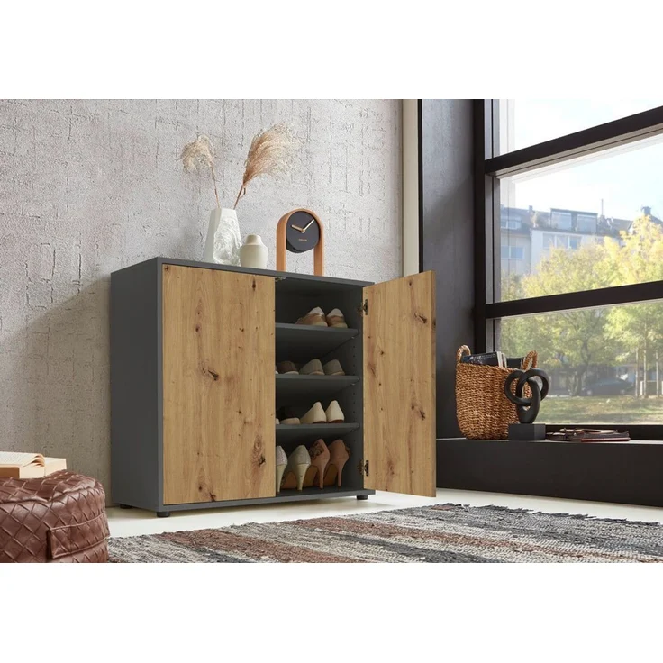 BMG Möbel Schuhkommode Mailand 4 (Schuhschrank Aktenschrank Kommode Anrichte, in verschiedenen Farben), Push-to-open-Funktion – Bild 1