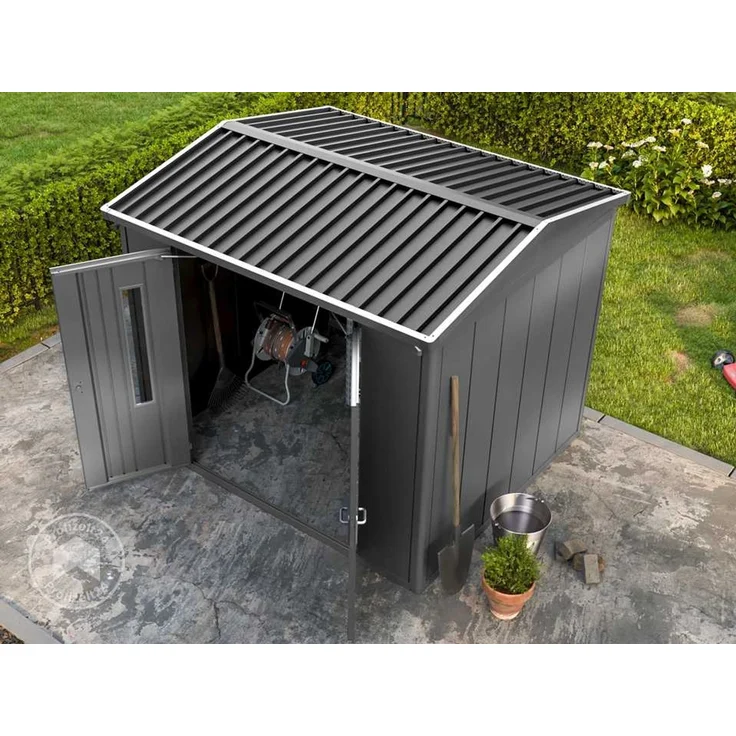 GFP Primeyard Gerätehaus Metall Gartenhaus 263x228x231 cm Geräteschuppen Satteldach anthrazit – Bild 3