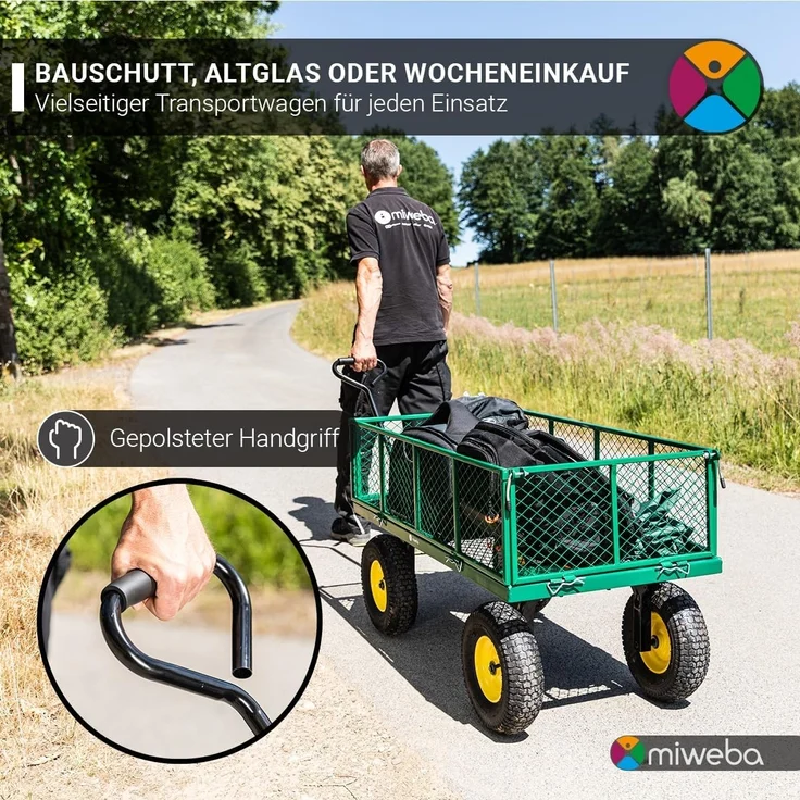 Miweba Bollerwagen MB-700 faltbarer Transportwagen Handwagen Gartenwagen 700 kg (Schwarz) – Bild 3