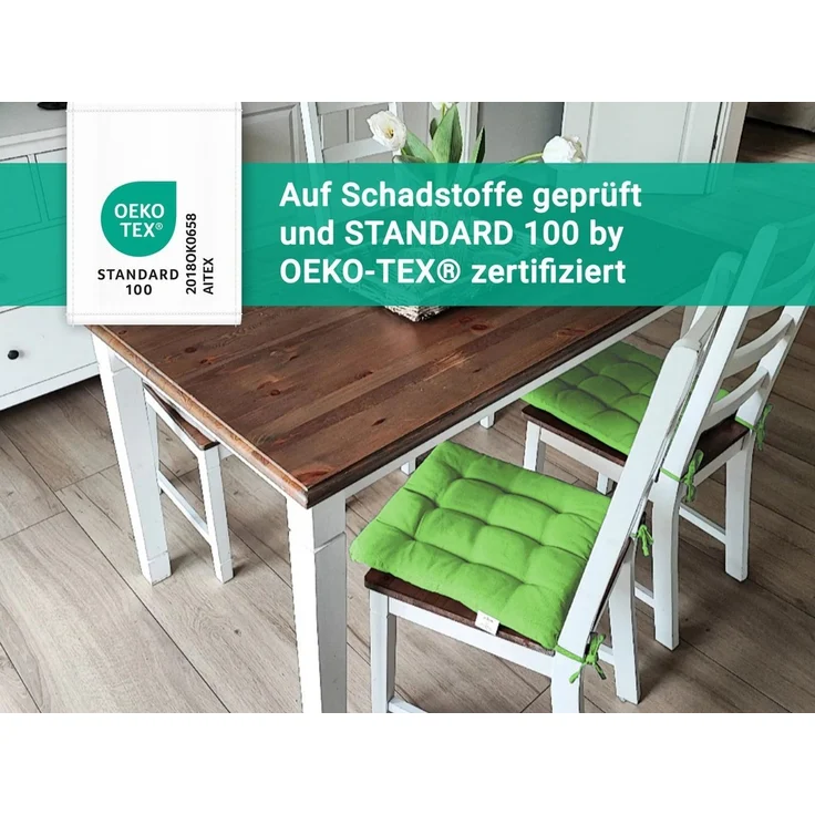 ZOLLNER Stuhlkissen, 40 x 40 x 3 cm, mit Bindebänder, für Indoor und Outdoor – Bild 3