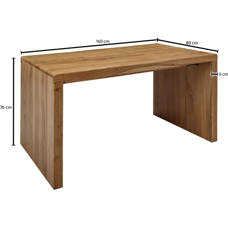 Schreibtisch >BOHA< in Akazie, Massivholz - 160x76x80cm (BxHxT) – Bild 4