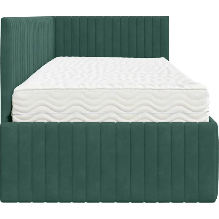 vidaXL Eckbettgestell mit Matratze mit Kopfteil 2 pcs Grün Samt 3393800 – Bild 8