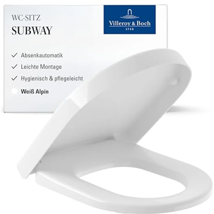 Villeroy & Boch 9M55S101 Villeroy&Boch Subway Toilettendeckel weiß alpin, mit Absenkautomatik, aus Duroplast, Klodeckel, Toilettensitz, oval – Bild 2
