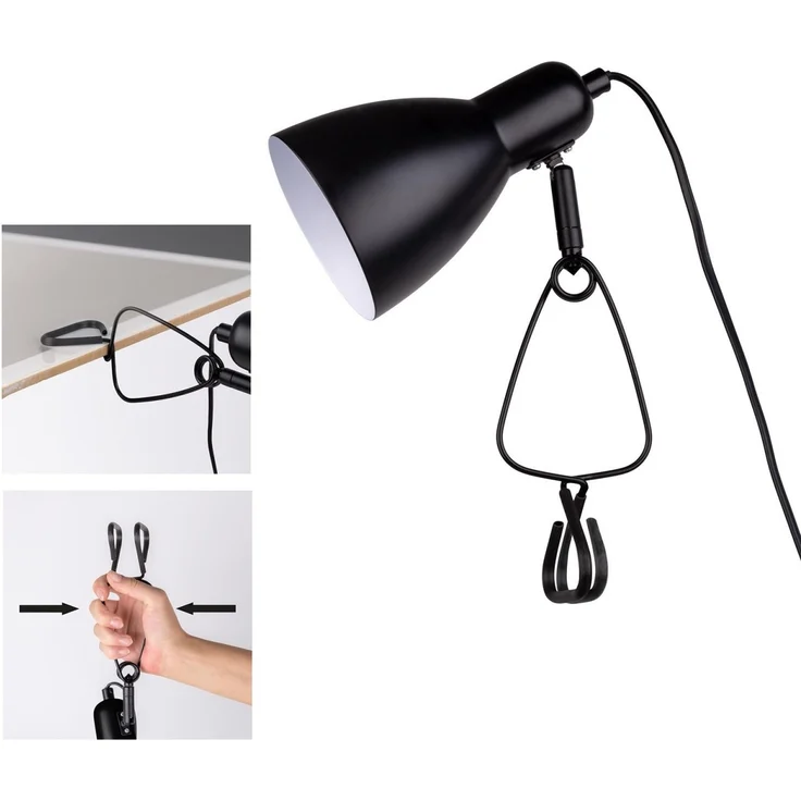 Klemmleuchte Bett Nachttischlampe Klemmlampe mit Stecker Kabel schwarz 3194922 – Bild 6