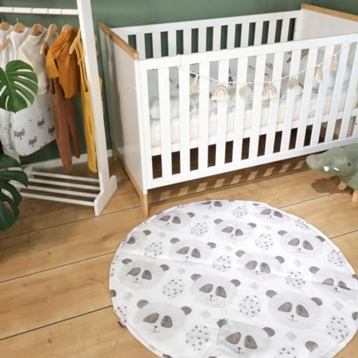 Puckdaddy Spieldecke Vala, 115cm rund, Pandabär-Design, weiß/grau – Bild 5
