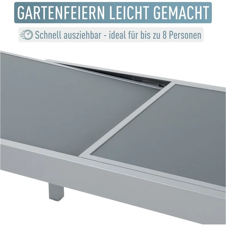 ib style Gartentisch Diplomat Quadro Ausziehtisch 90 - 180 cm Anti Fingerprint silber (Tisch), Gartentisch - ESG-Sicherheitsglas - Anti-Fingerprint – Bild 2