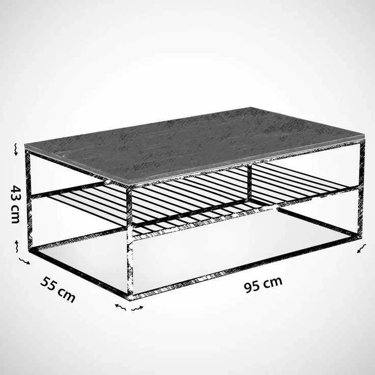 Skye Decor 'Etna - Walnut' Couchtisch, Walnuss, 95 x 43 x 55 cm – Bild 6