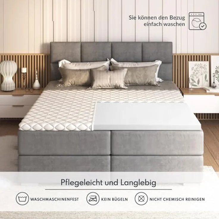 FDM Matratzenauflage 140x200 cm Topper Kaltschaum 5 cm Höhe mit antiallergischem Bezug – Bild 6