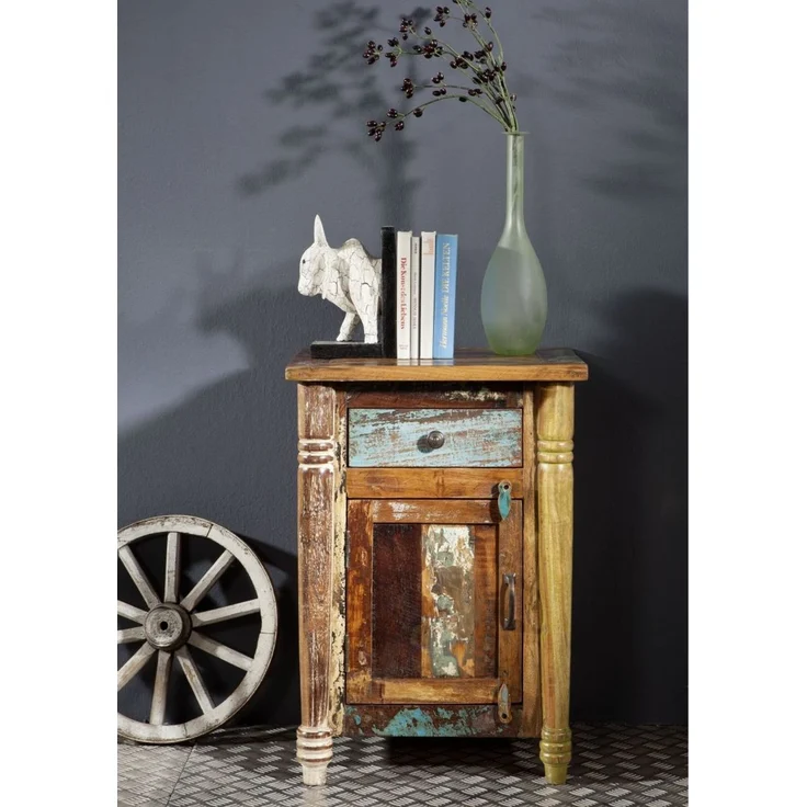 Nachttisch Altholz 50x42x70 mehrfarbig lackiert FABLE #03 – Bild 2