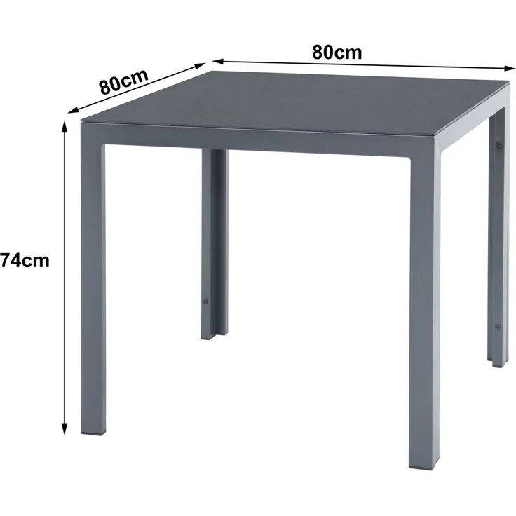 MANDALIKA Garden Gartentisch Dining Tisch Luna 80 x 80 x 74 cm Dekorglas Steinoptik – Bild 3