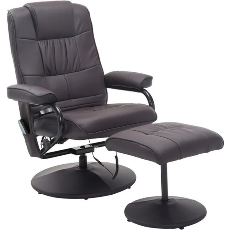 HOMCOM Massagesessel Fernsehsessel, Hocker, aus Kunstleder, Kann sitzen, um 360° drehen (Massagestuhl, 2-St, Relaxliege), für Wohnbereich, Braun – Bild 4