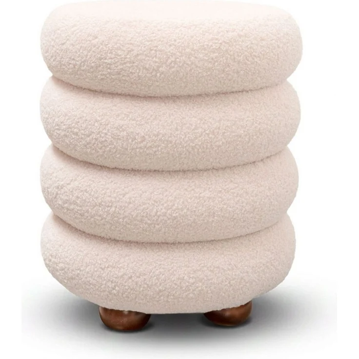 Lookway Hocker NOLLIE aus Bouclé-Stoff mit dekorativer Segmentoptik (1x Hocker), Durchmesser: ⌀ 34 cm – Bild 3