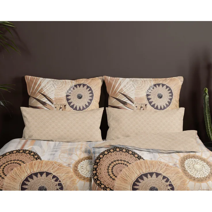 hip Mako Satin Bettwäsche 2 teilig Bettbezug 155x220 cm Kissenbezug 80x80 cm Raeni Taupe