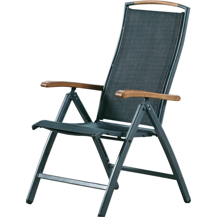 Inko Klappsessel Frisco Aluminium/Textilen/Teak Hochlehner 3 Farben zur Auswahl Weiß – Bild 2