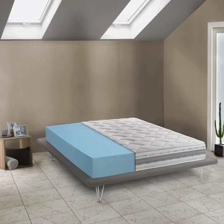 Talamo Italia - Sveva-Doppelmatratze, herausnehmbare Matratze aus Memory-Schaum und Wasserschaum, 100 % Made in Italy, milbenhemmend und hypoallergen, 140 x 200 x 21 cm