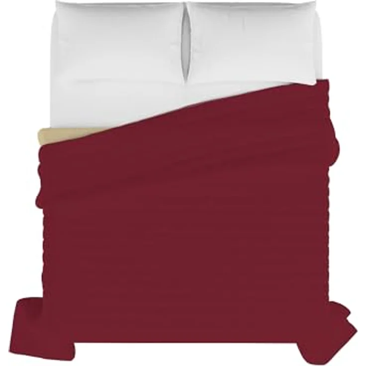 Italian Bed Linen Elegant Sommer Steppdecke bordeaux/creme, 100% Mikrofaser, 260x270 cm – Bild 2