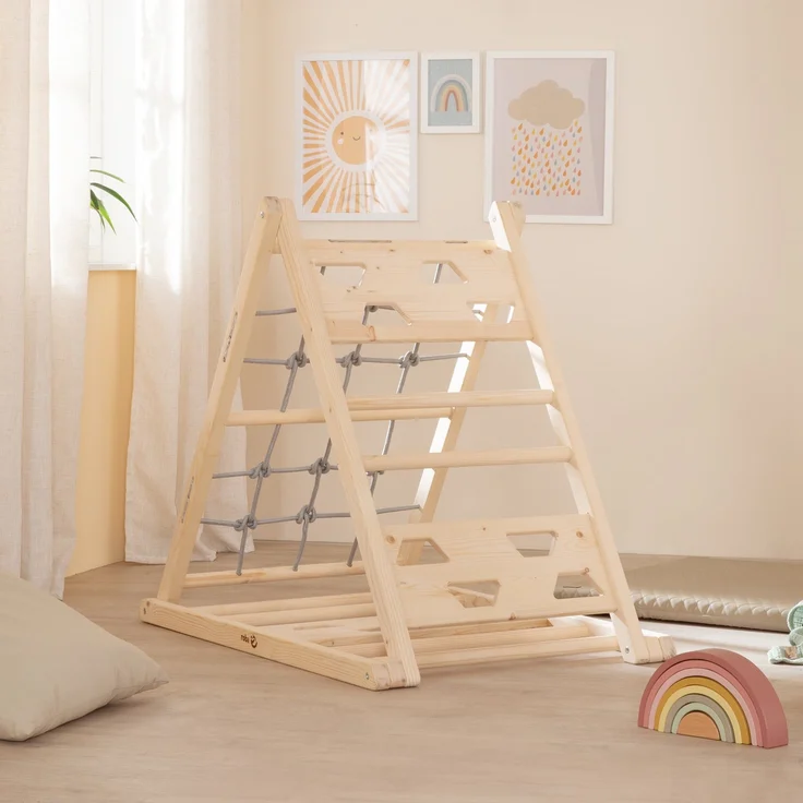 roba Kletterdreieck aus Holz - 3-Seiten-Funktion - Natur / Grau – Bild 9