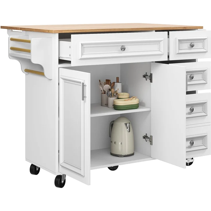 Abrihome Kücheninsel mit Stauraum 110x45-75x92 cm, Weiß – Bild 6