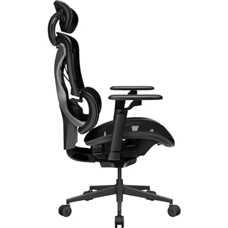 ThunderX3 XTC Pro 360, ergonomischer Gaming-Stuhl mit selbstjustierender Lendenwirbelstütze, 4D-Armlehnen und atmungsaktivem Mesh, schwarz – Bild 5